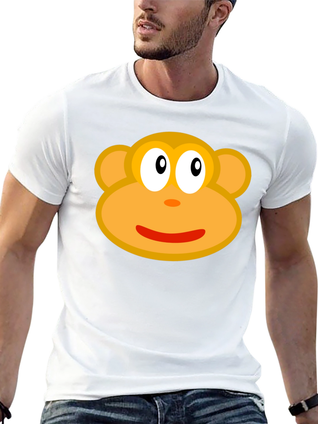 Monkey Face Graphic Tee - Black Cotton T-Shirt
