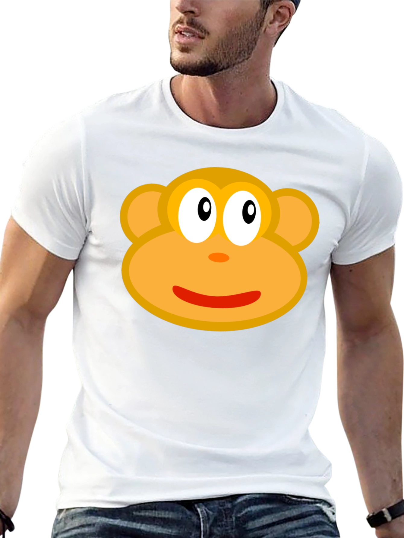 Monkey Face Graphic Tee - Black Cotton T-Shirt