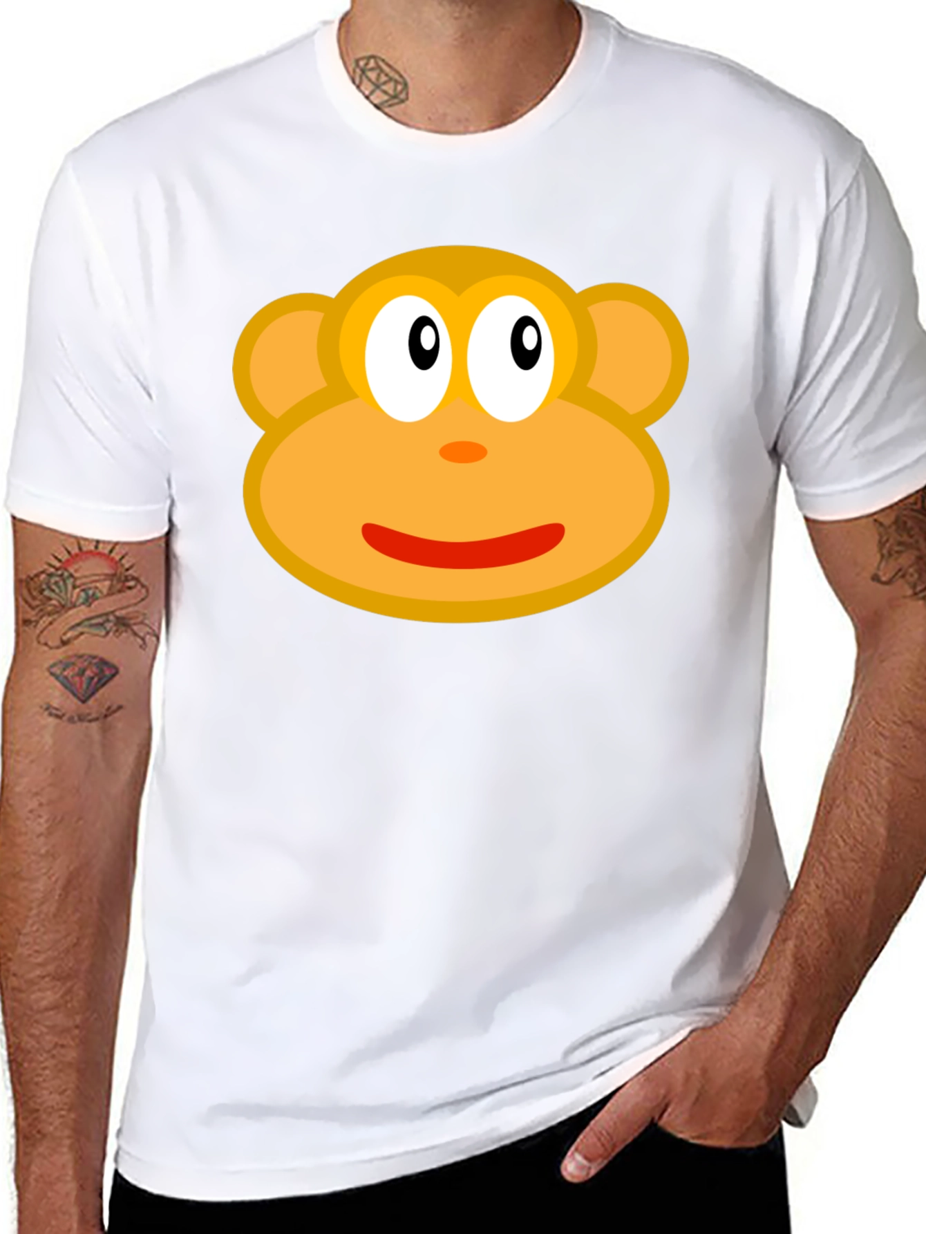 Monkey Face Graphic Tee - Black Cotton T-Shirt