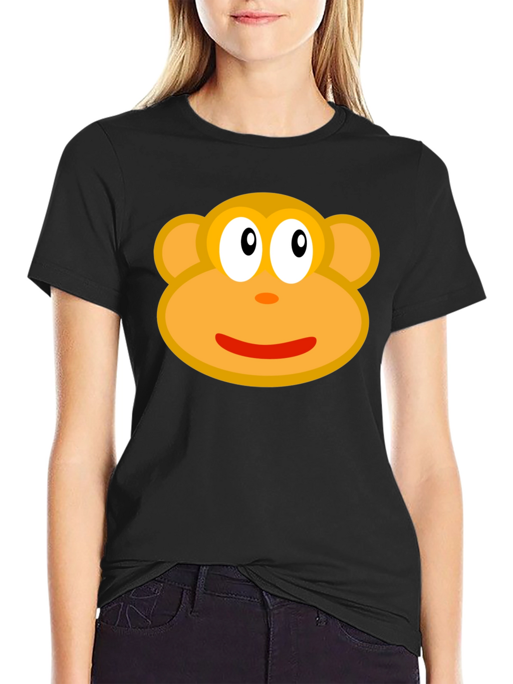 Monkey Face Graphic Tee - Black Cotton T-Shirt