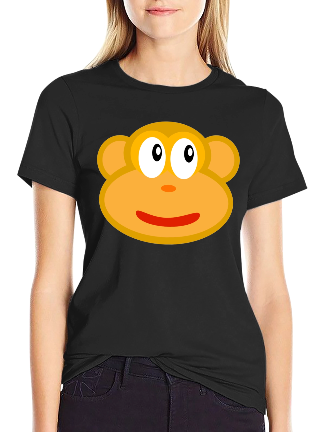Monkey Face Graphic Tee - Black Cotton T-Shirt