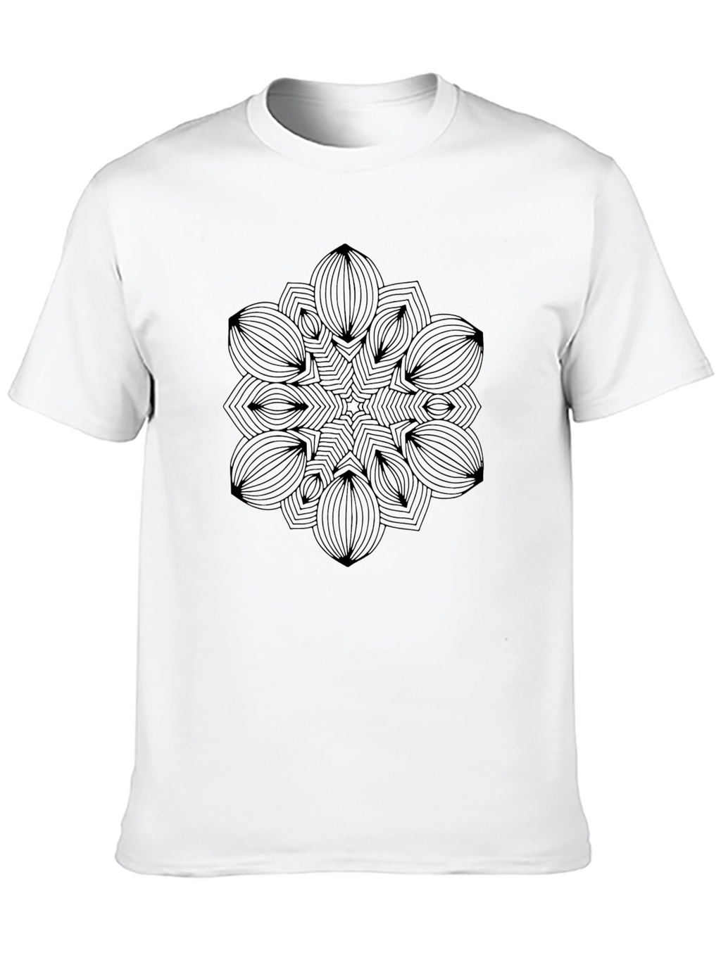 Geometric Mandala Graphic Print Black T-Shirt