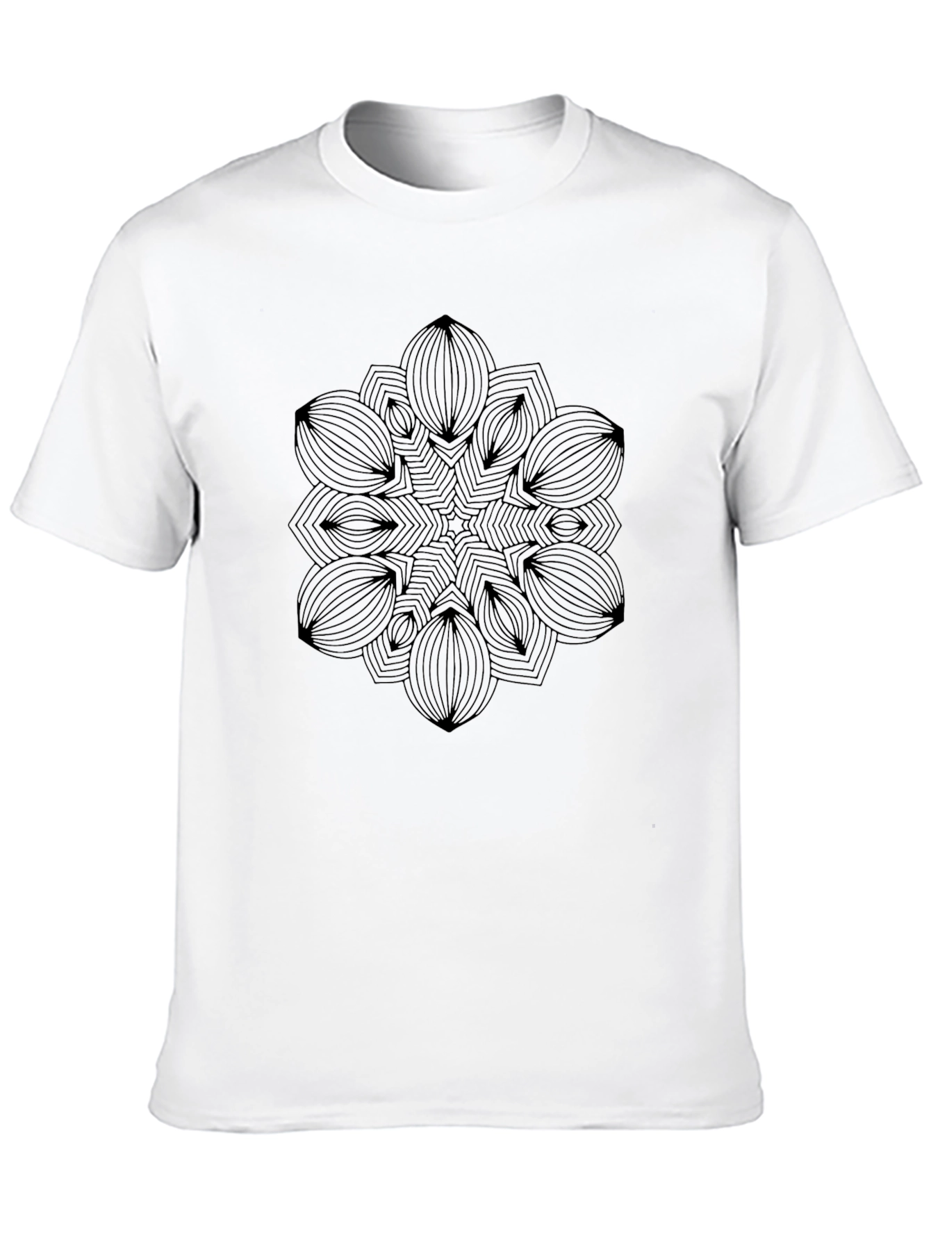 Geometric Mandala Graphic Print Black T-Shirt
