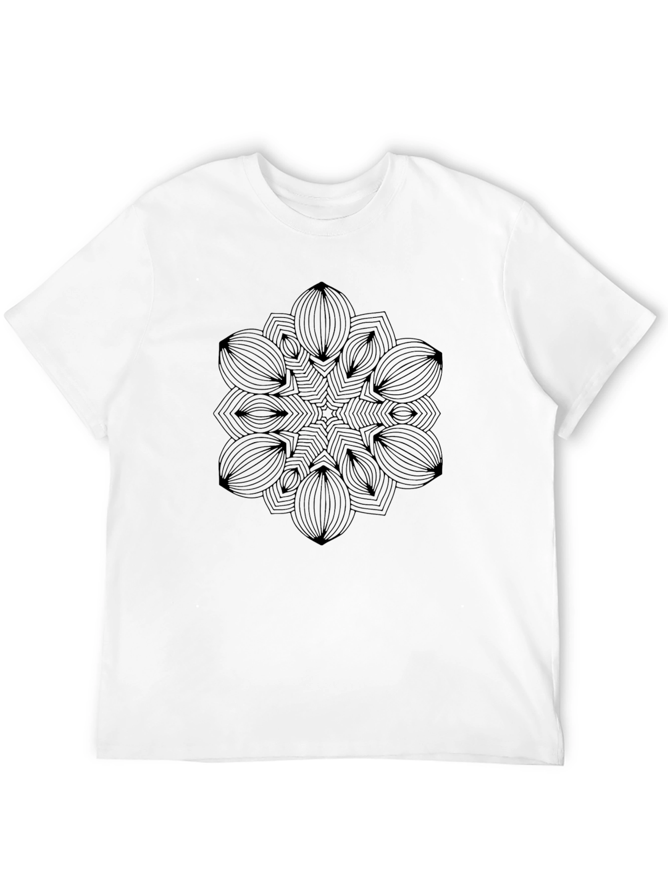 Geometric Mandala Graphic Print Black T-Shirt