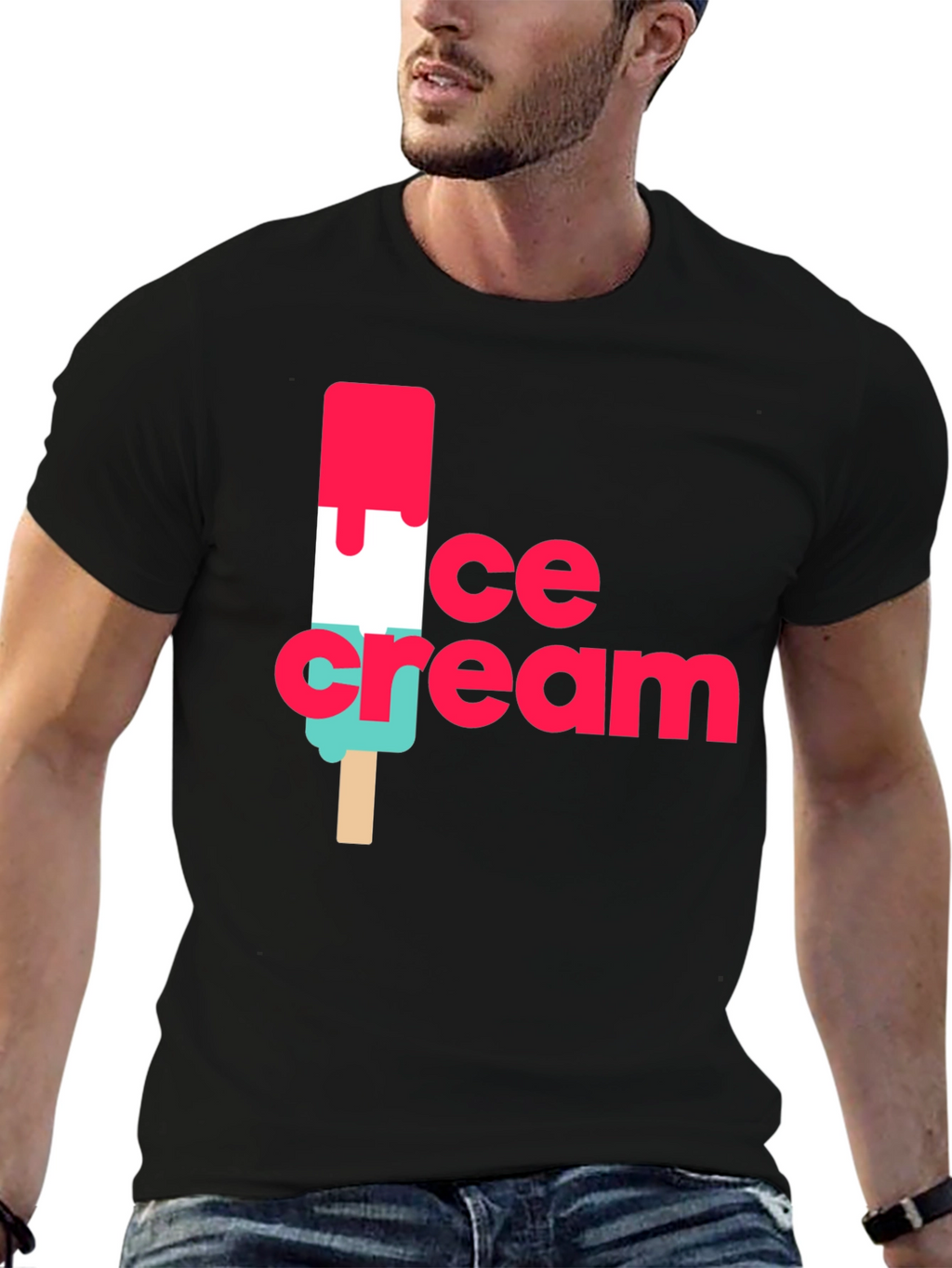 Ice Cream Graphic Black T-Shirt