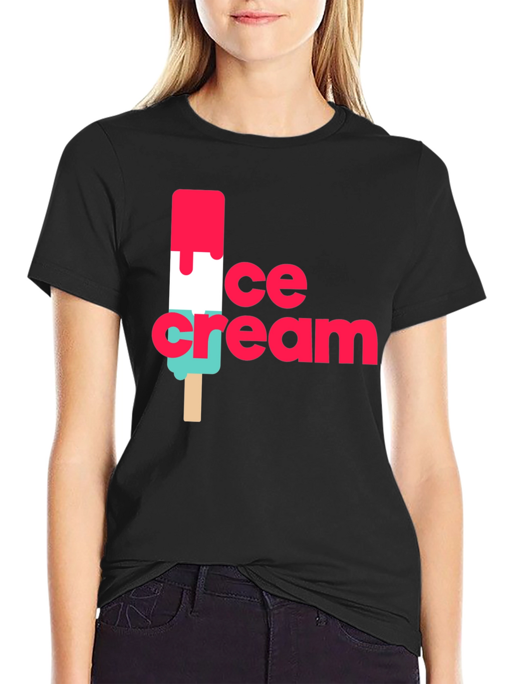 Ice Cream Graphic Black T-Shirt