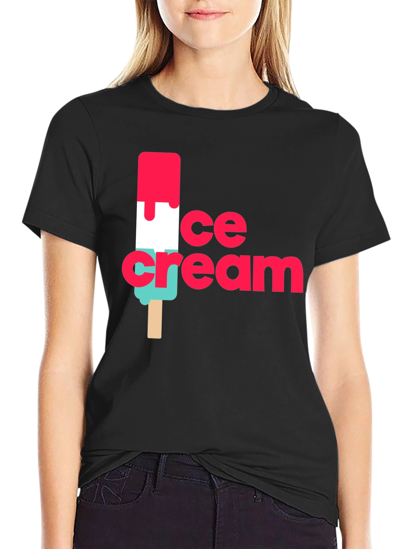 Ice Cream Graphic Black T-Shirt