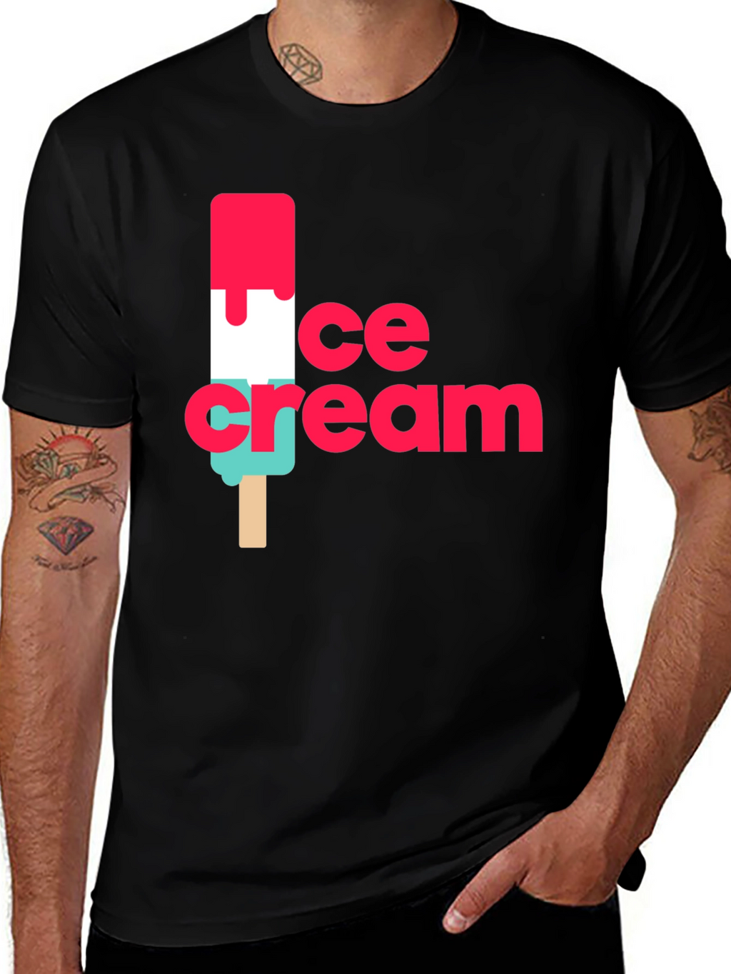 Ice Cream Graphic Black T-Shirt