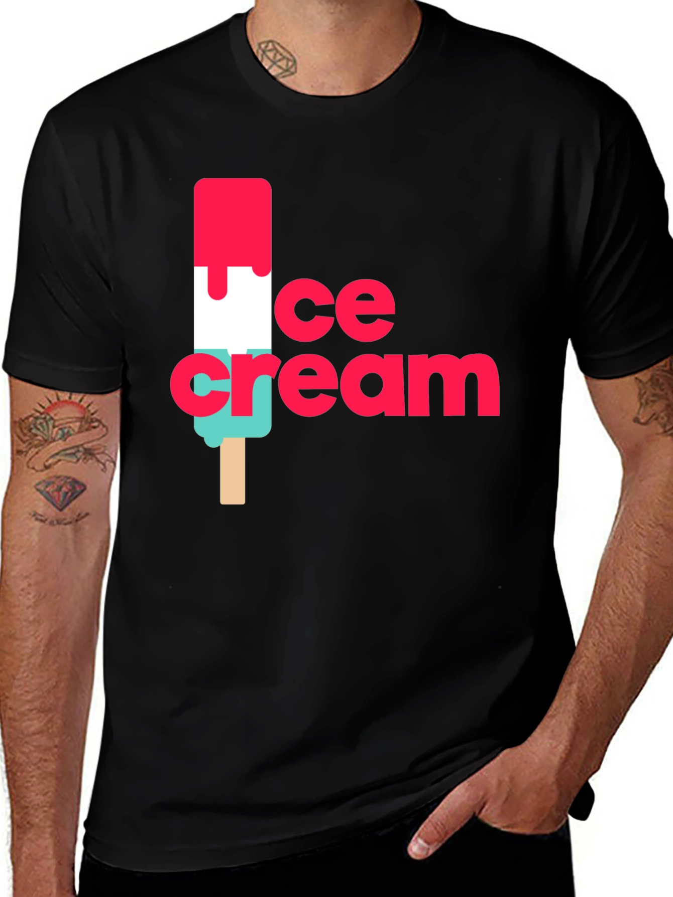 Ice Cream Graphic Black T-Shirt