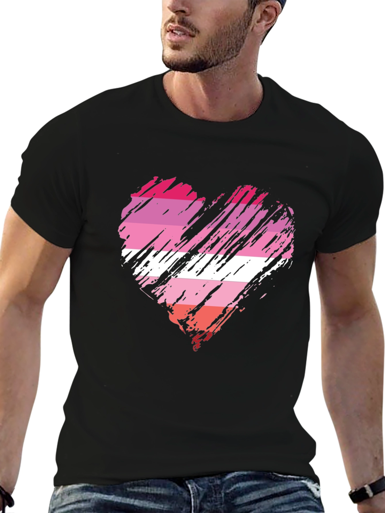 Lesbian Pride Flag Heart T-Shirt - Soft Cotton Blend