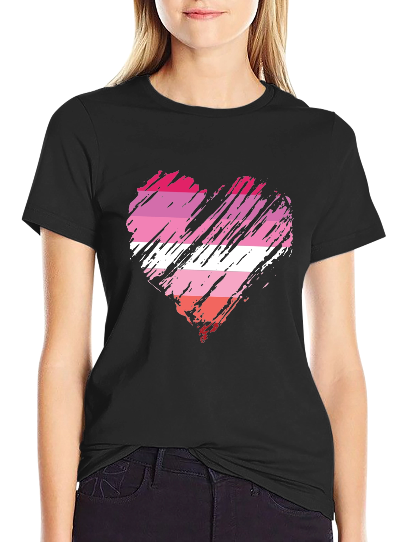 Lesbian Pride Flag Heart T-Shirt - Soft Cotton Blend