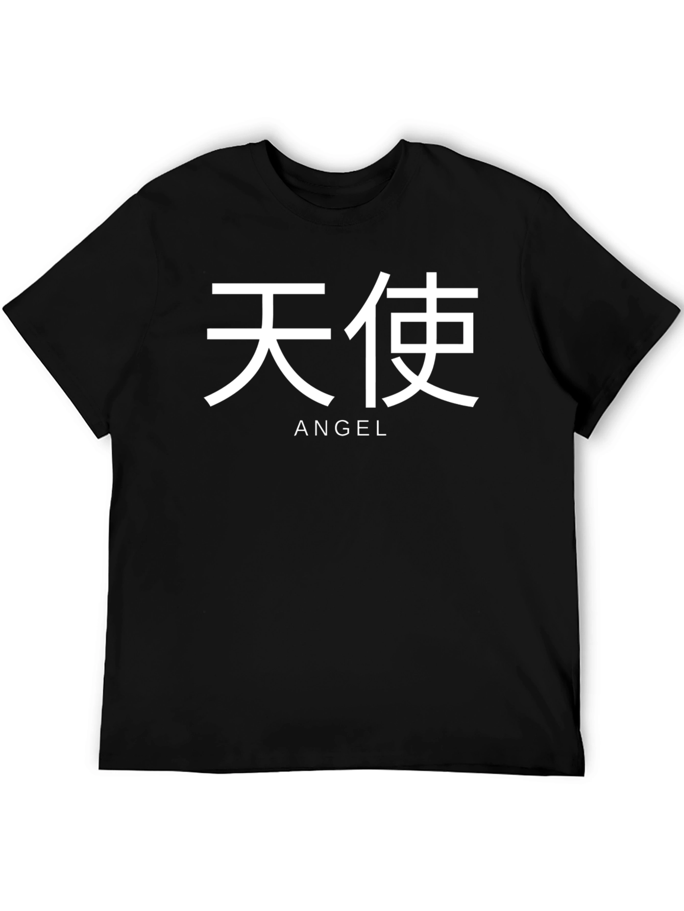 Angel Text Graphic Black T-Shirt