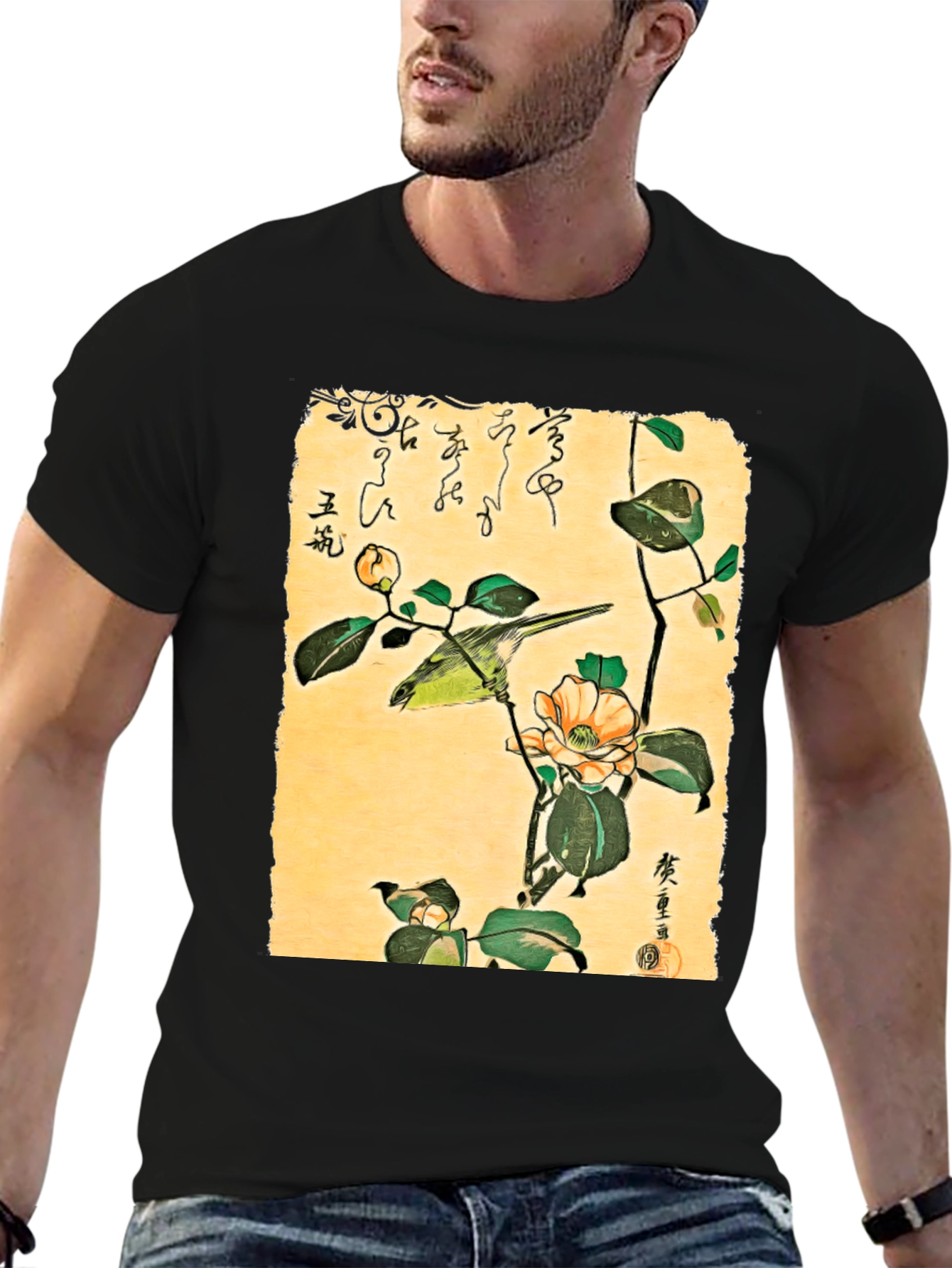 Japanese Bird Art T-Shirt