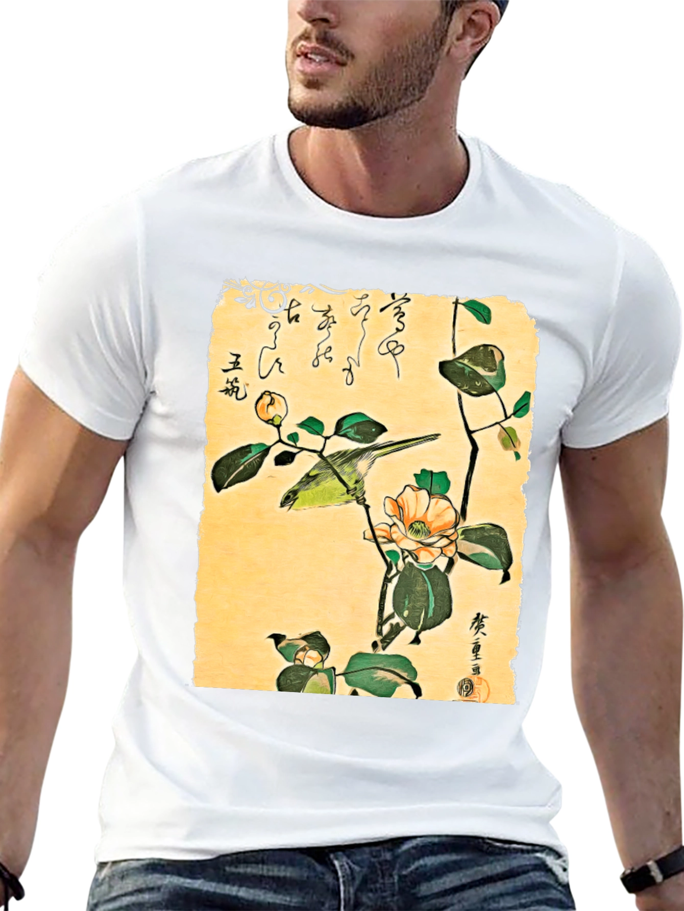 Japanese Bird Art T-Shirt