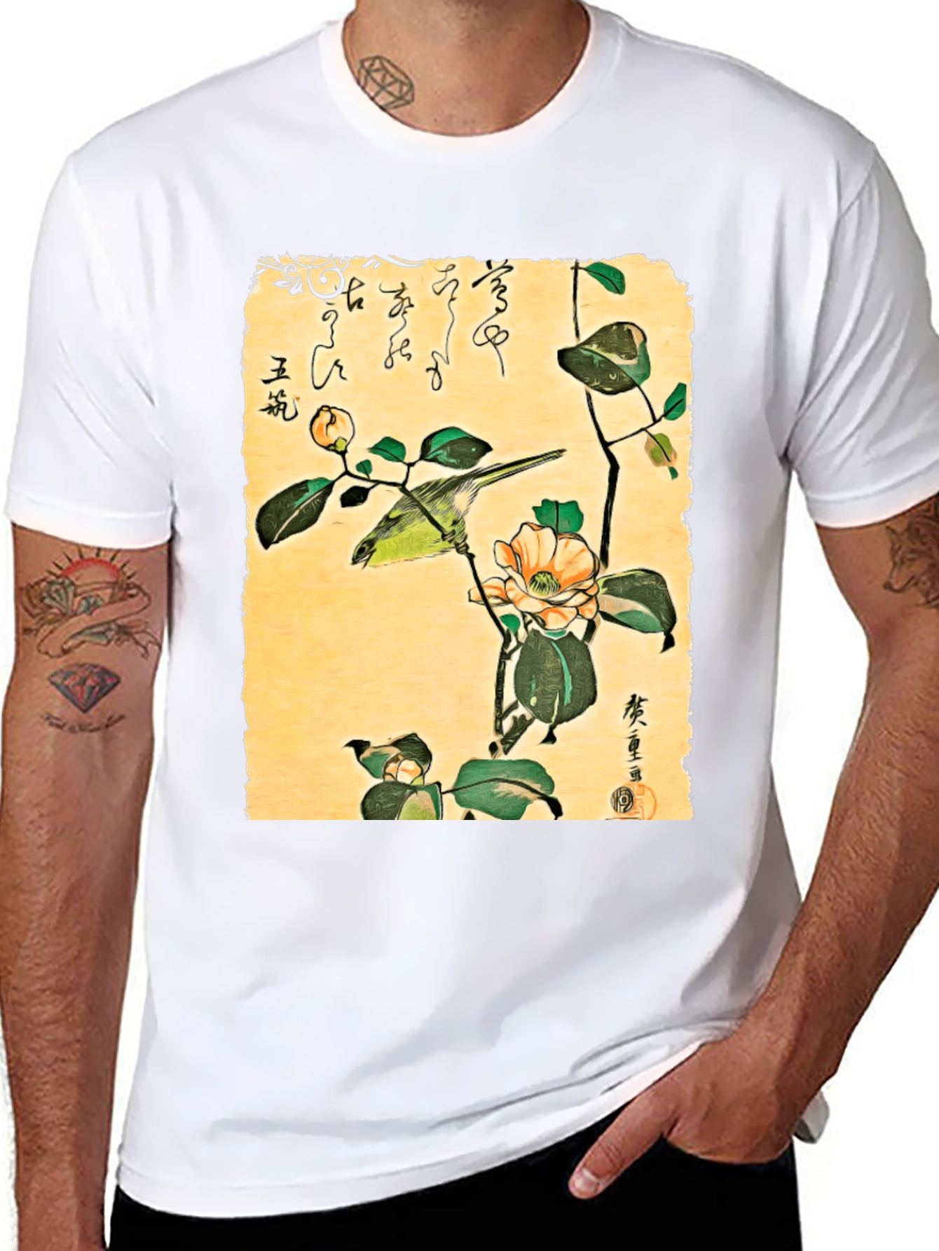 Japanese Bird Art T-Shirt