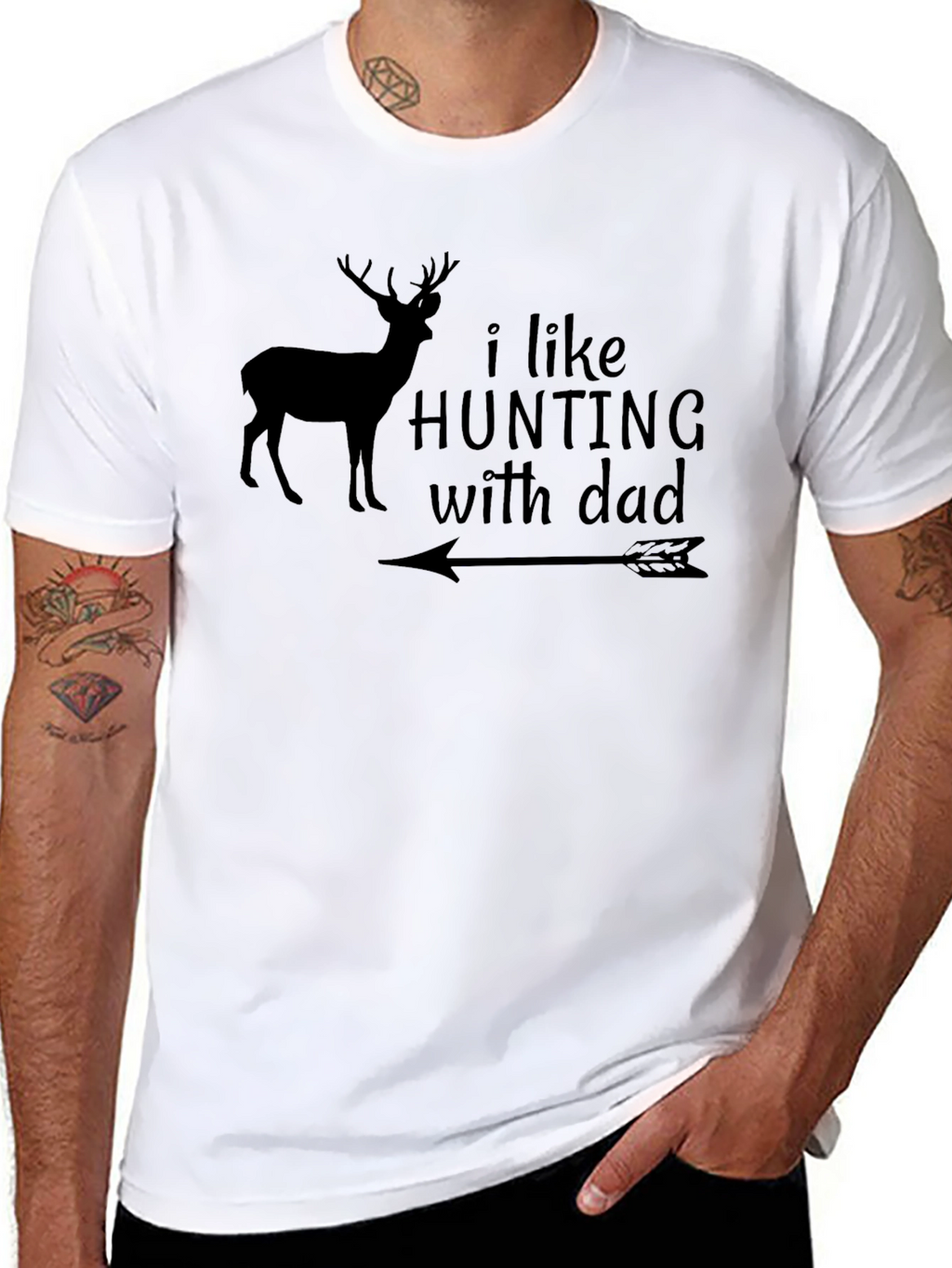 Hunting with Dad T-Shirt Deer Arrow Design