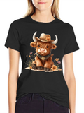 Cute Highland Cow T-Shirt - Western Style