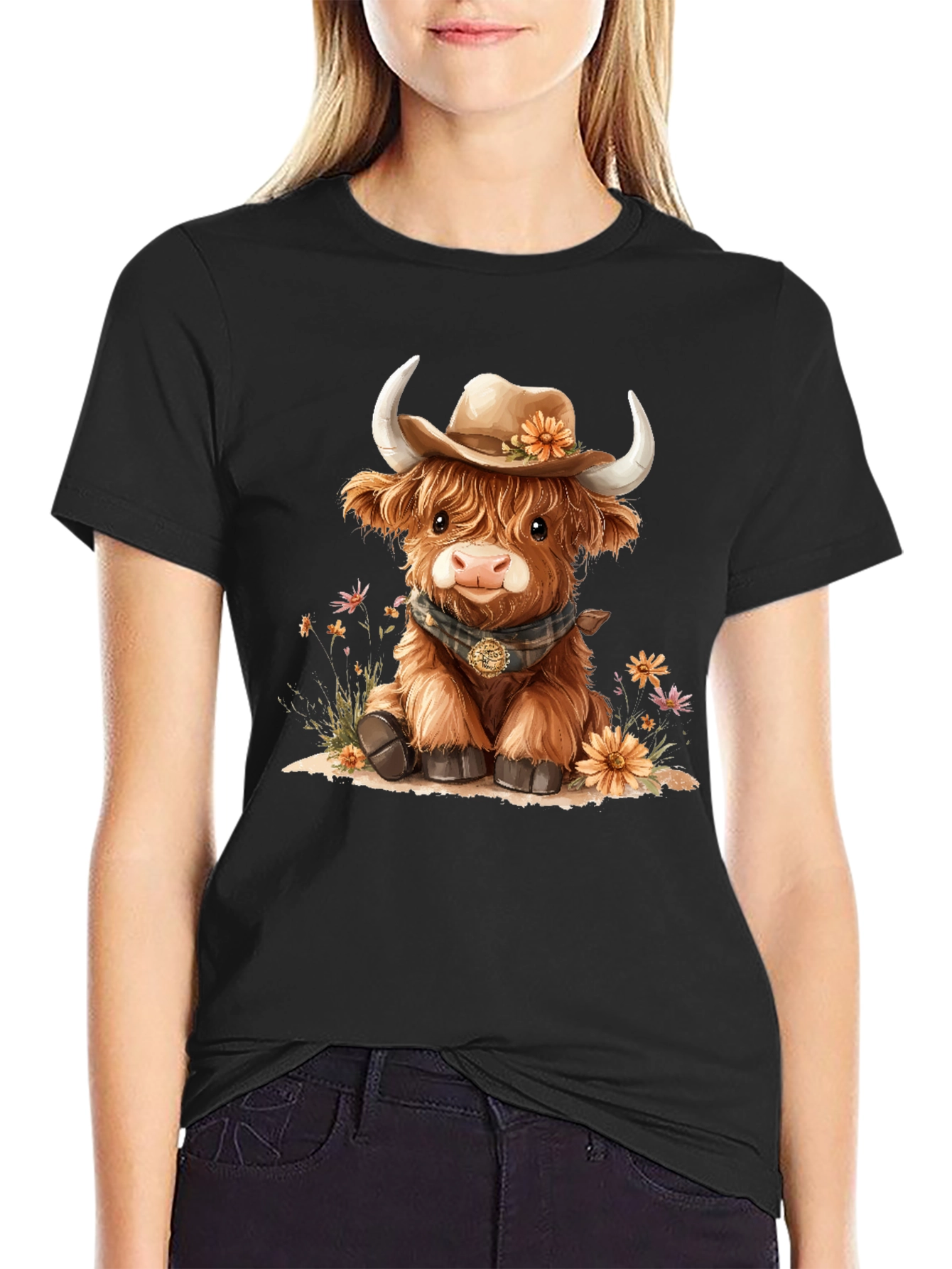 Cute Highland Cow T-Shirt - Western Style