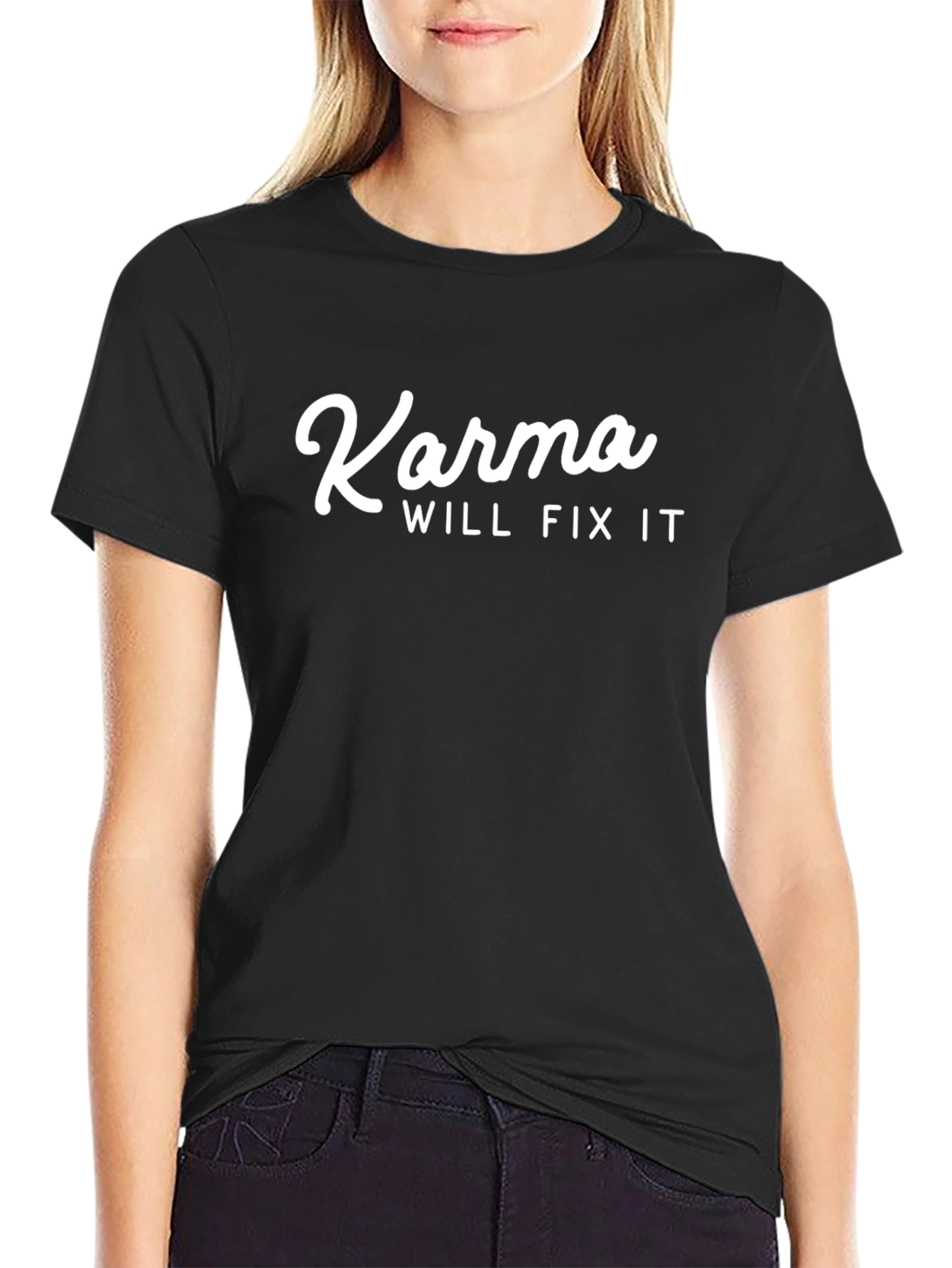 Karma Will Fix It Black Graphic Tee