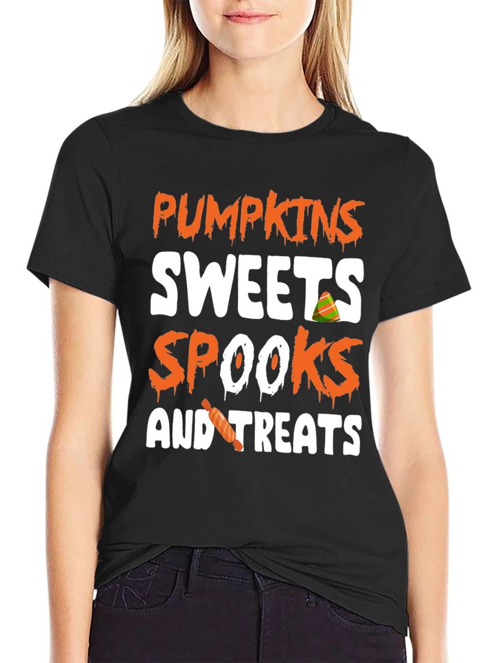 Pumpkins Sweets Spooks & Treats Halloween T-Shirt