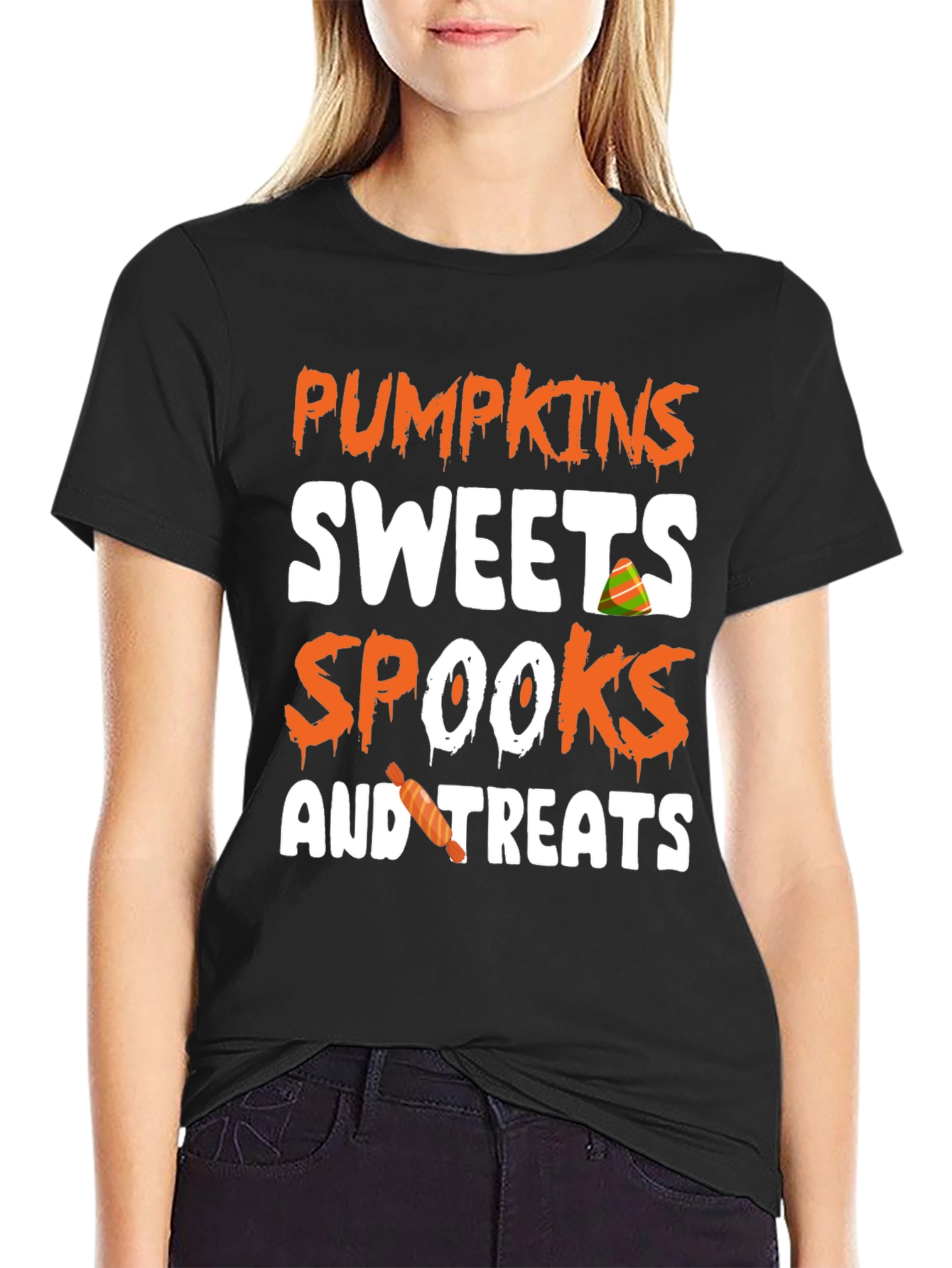 Pumpkins Sweets Spooks & Treats Halloween T-Shirt