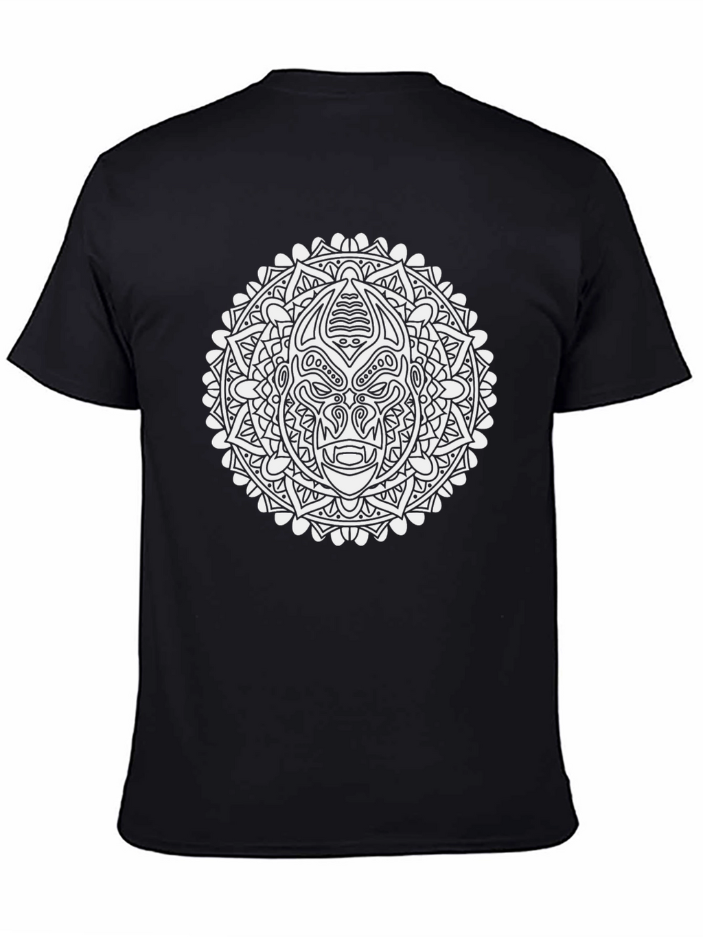 Graphic Print Black T-Shirt with Mandala Design