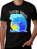 Ocean Waves Graphic T-Shirt - Black