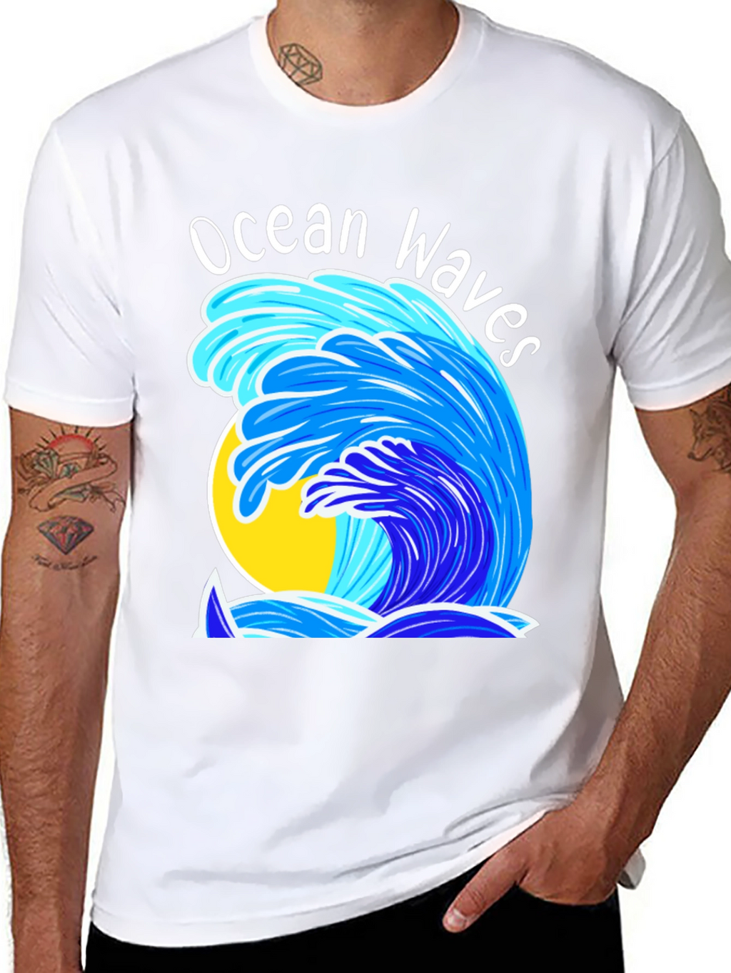 Ocean Waves Graphic T-Shirt - Black