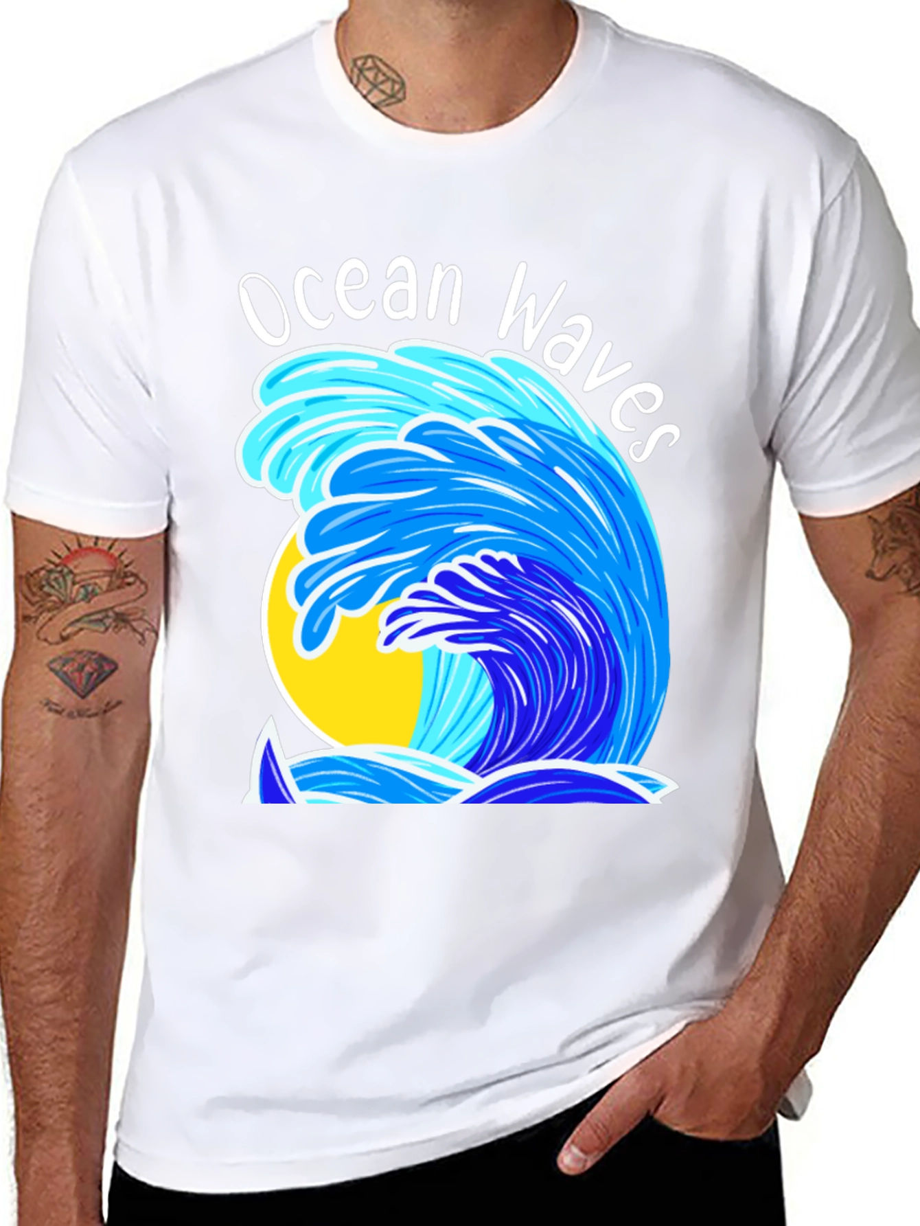 Ocean Waves Graphic T-Shirt - Black