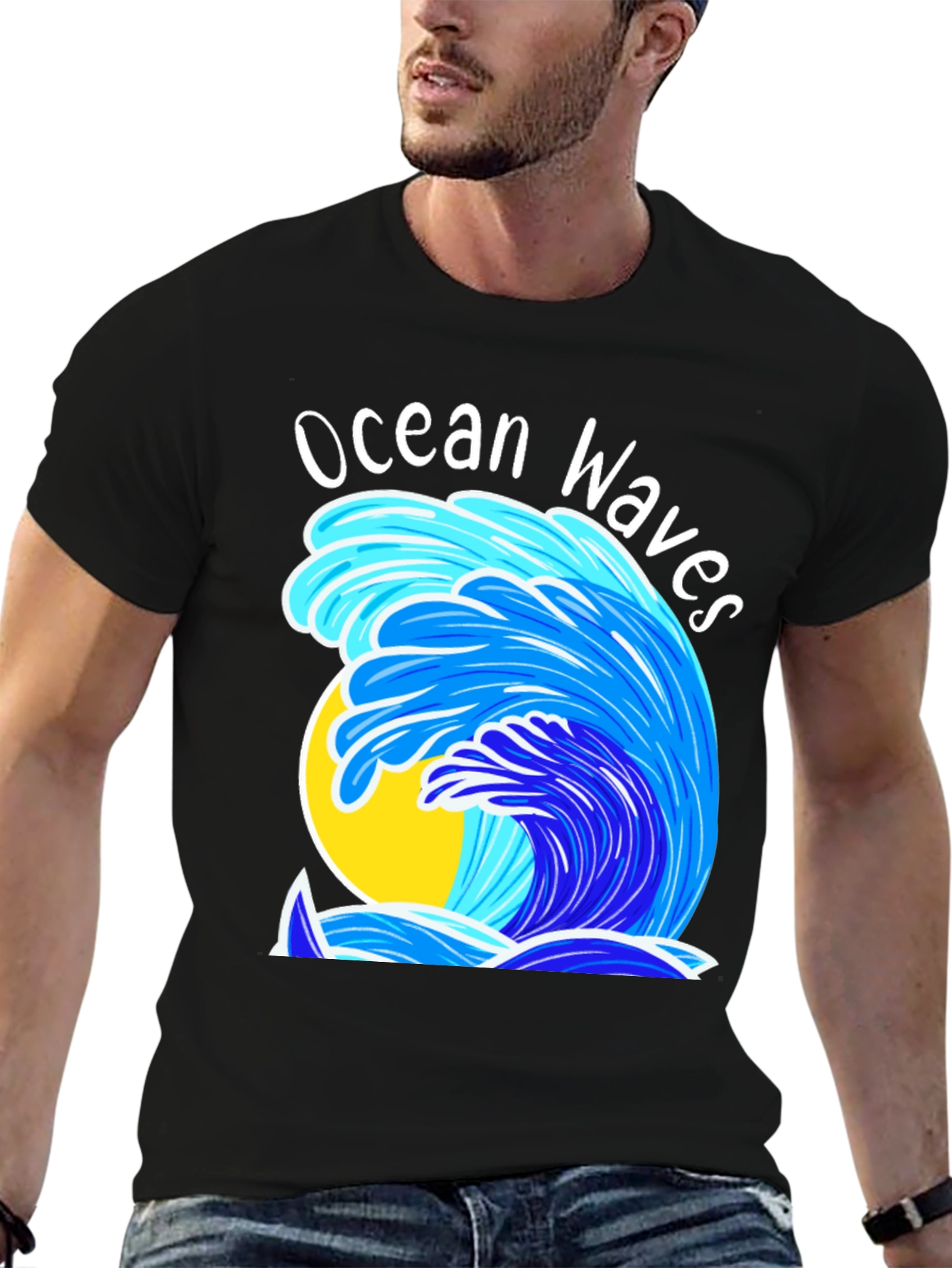 Ocean Waves Graphic T-Shirt - Black