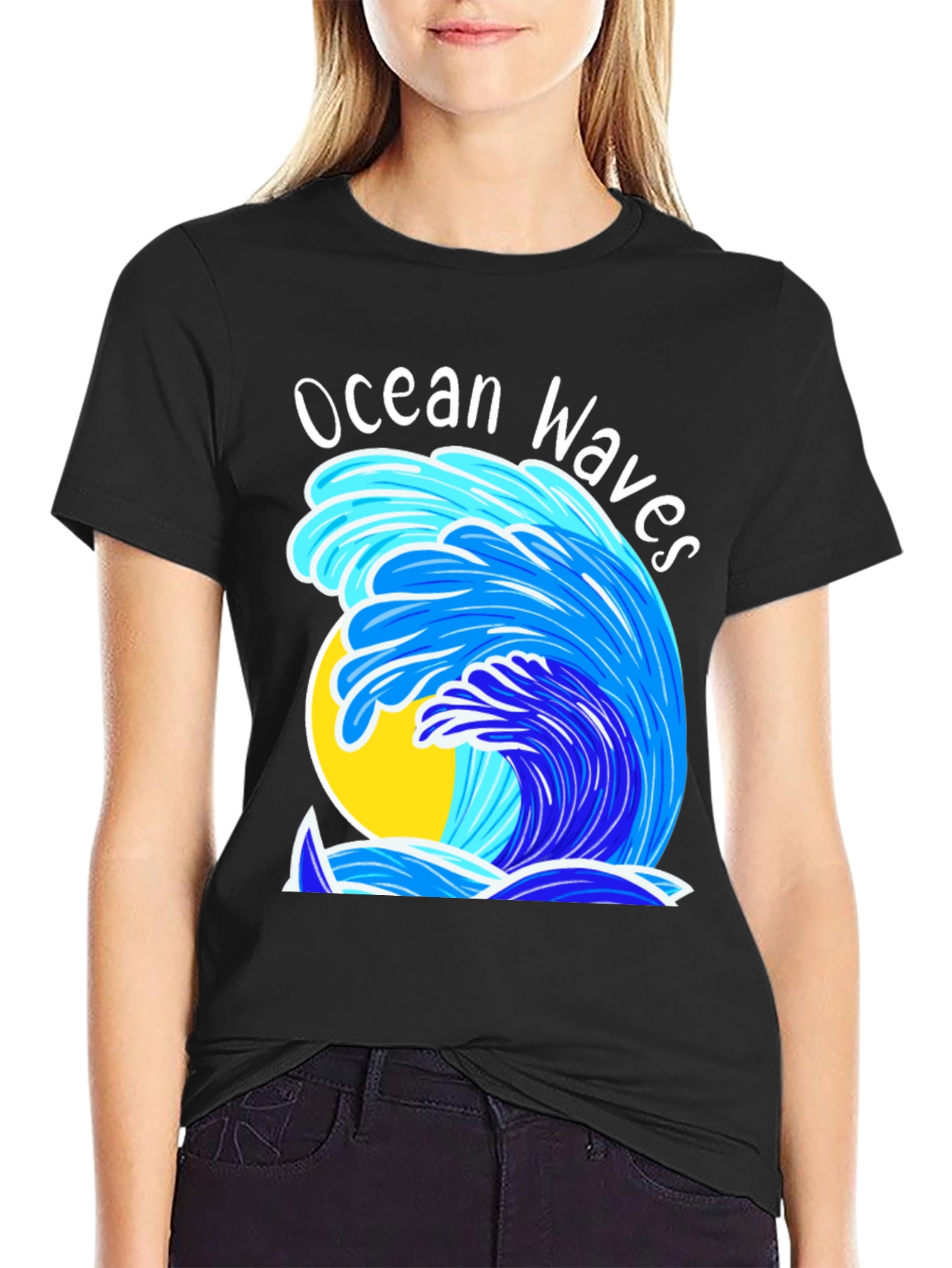 Ocean Waves Graphic T-Shirt - Black