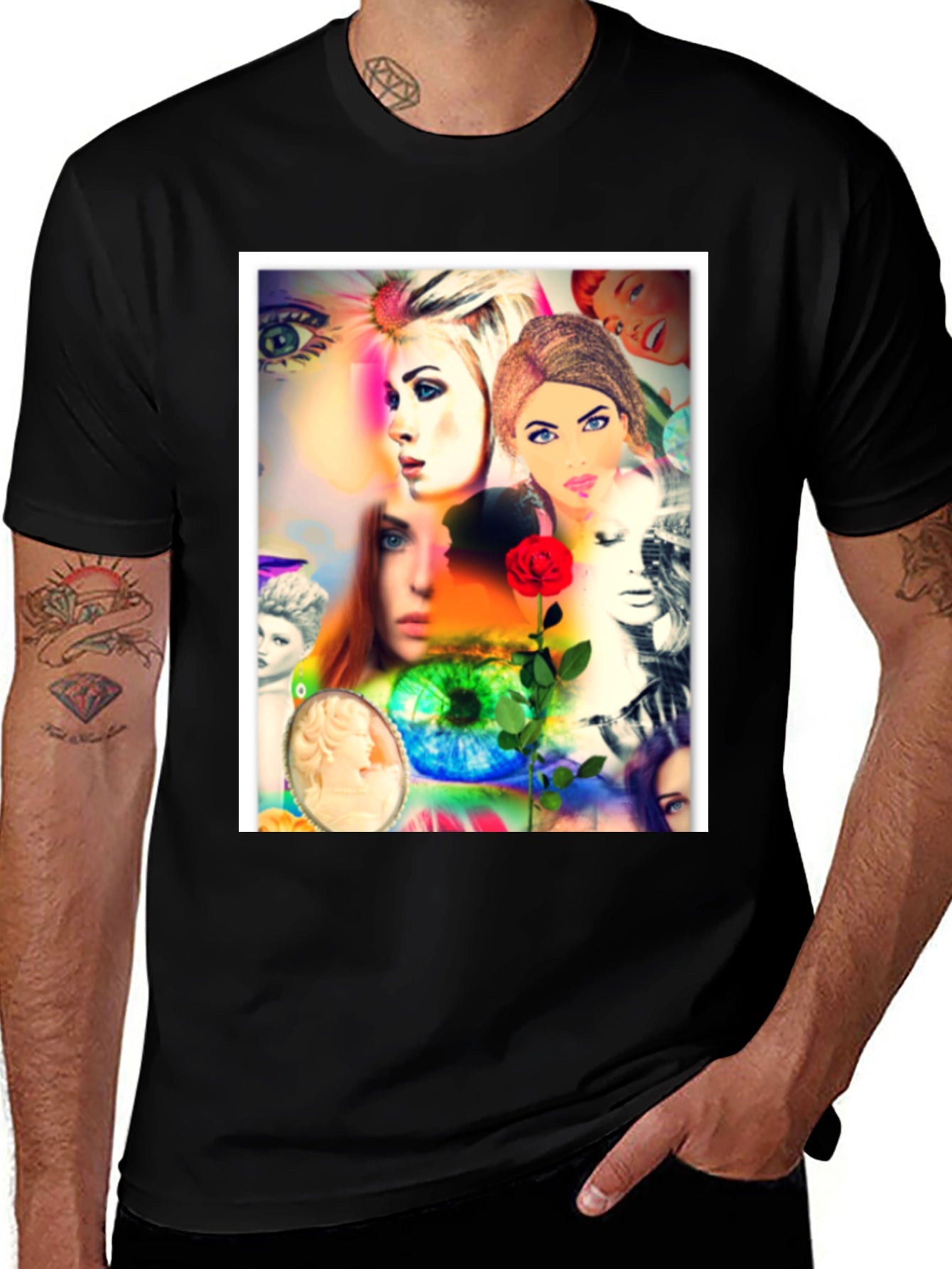 Artistic Collage Graphic T-Shirt