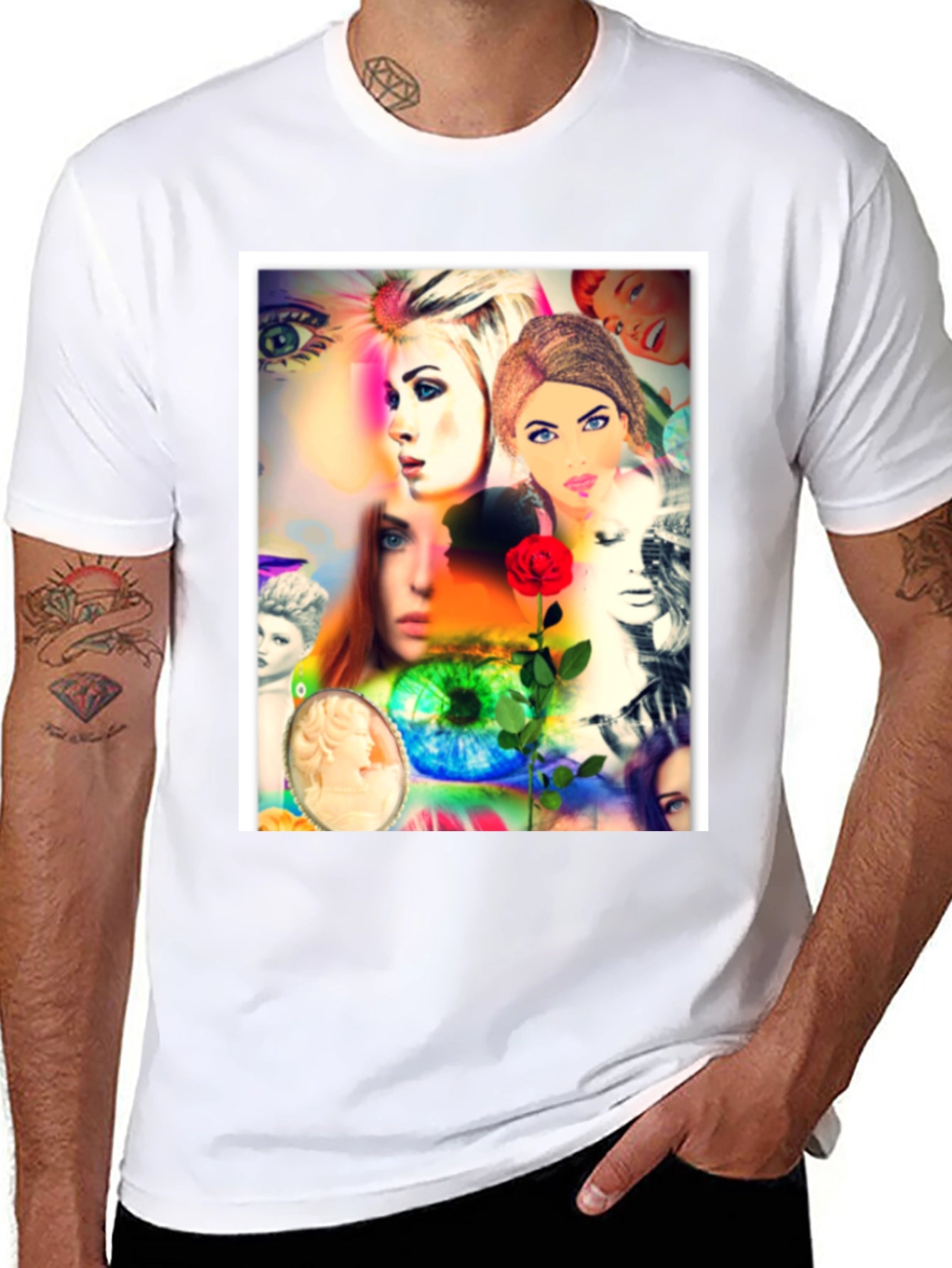 Artistic Collage Graphic T-Shirt