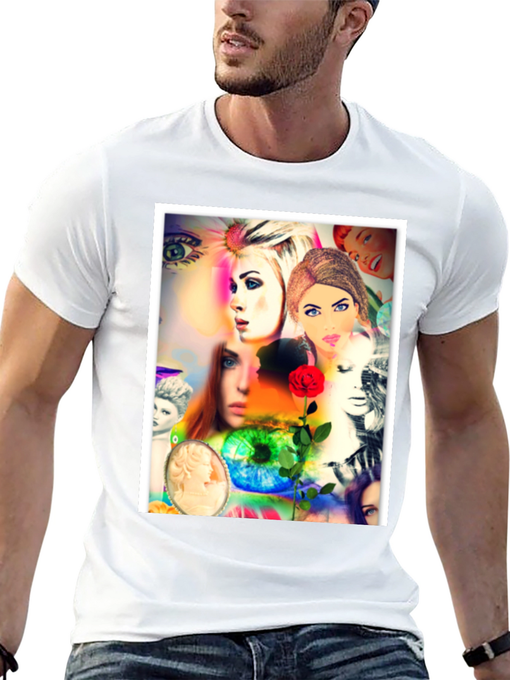 Artistic Collage Graphic T-Shirt
