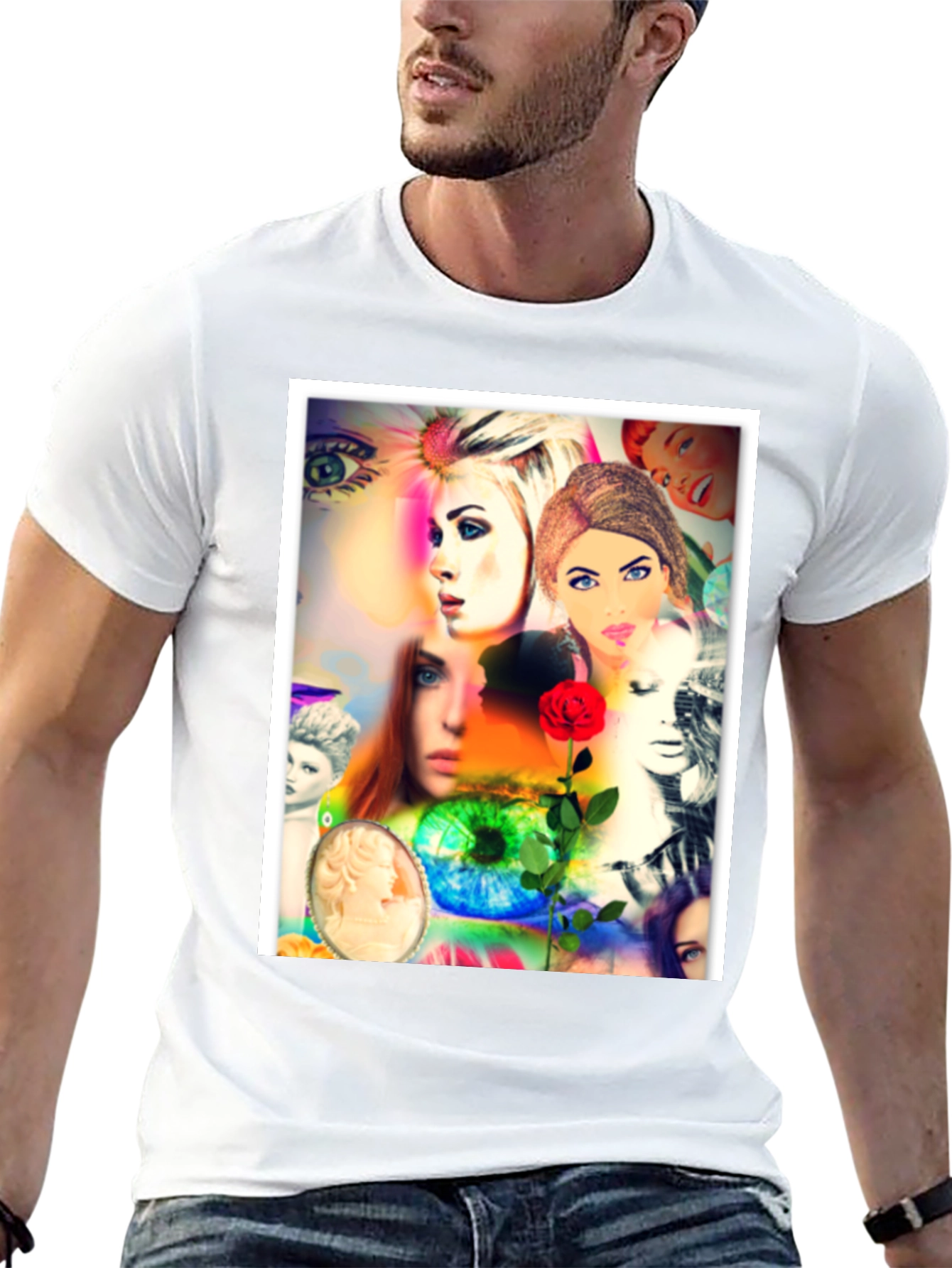 Artistic Collage Graphic T-Shirt
