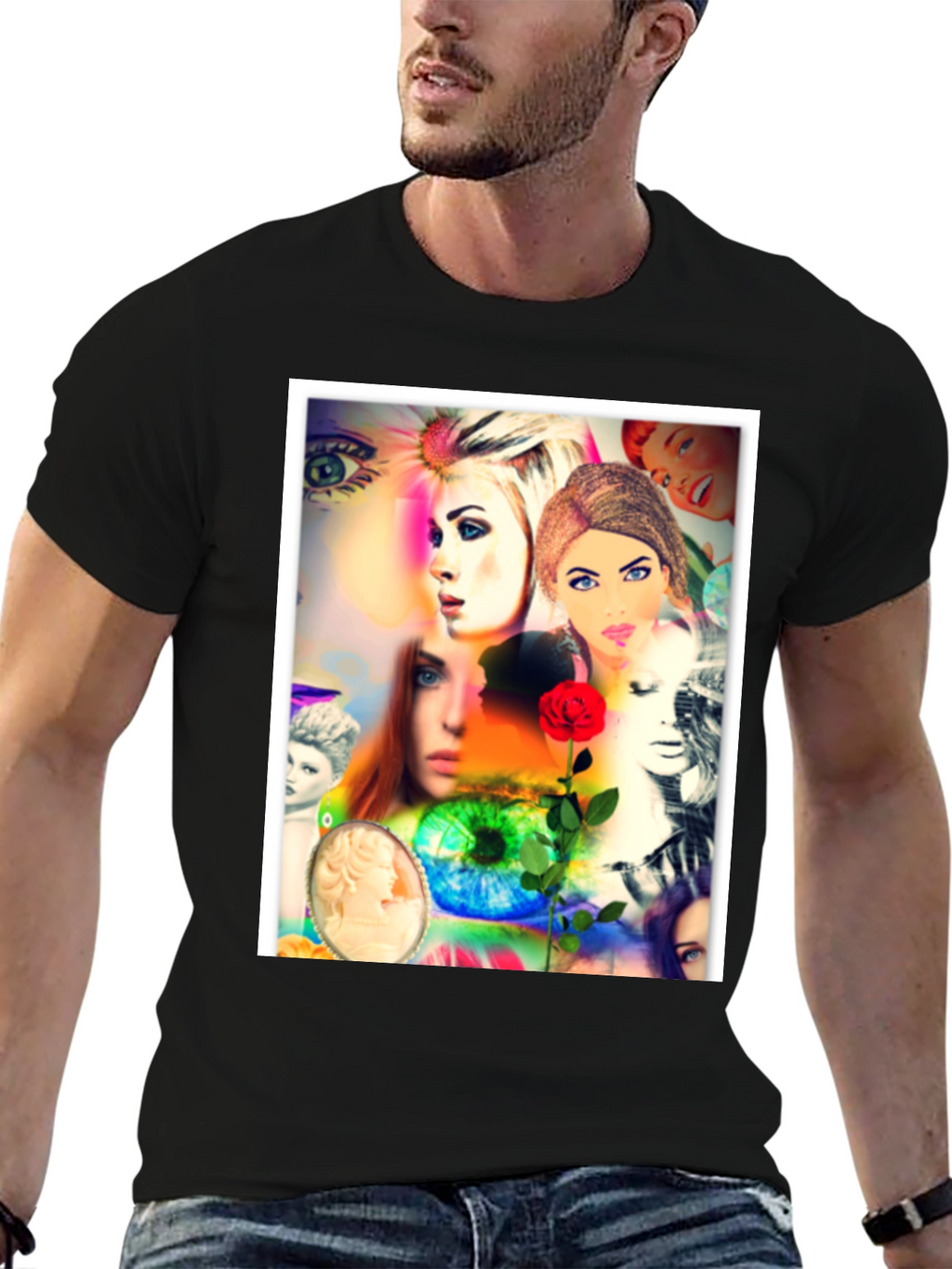 Artistic Collage Graphic T-Shirt