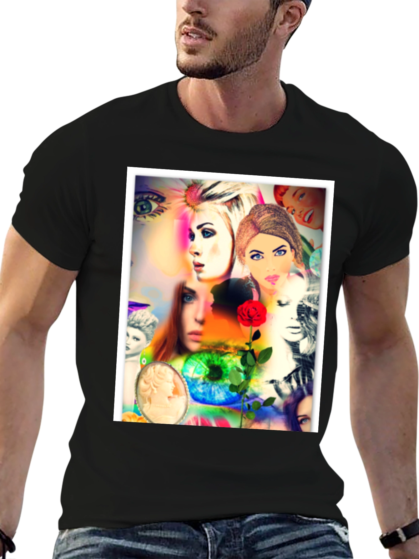 Artistic Collage Graphic T-Shirt
