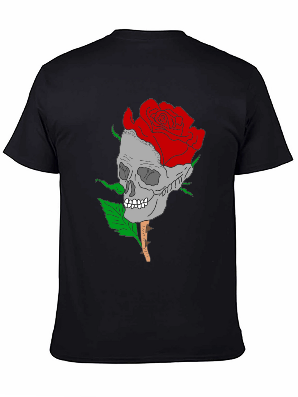 Skull Rose Graphic Tee - Gothic Style Mens Shirt