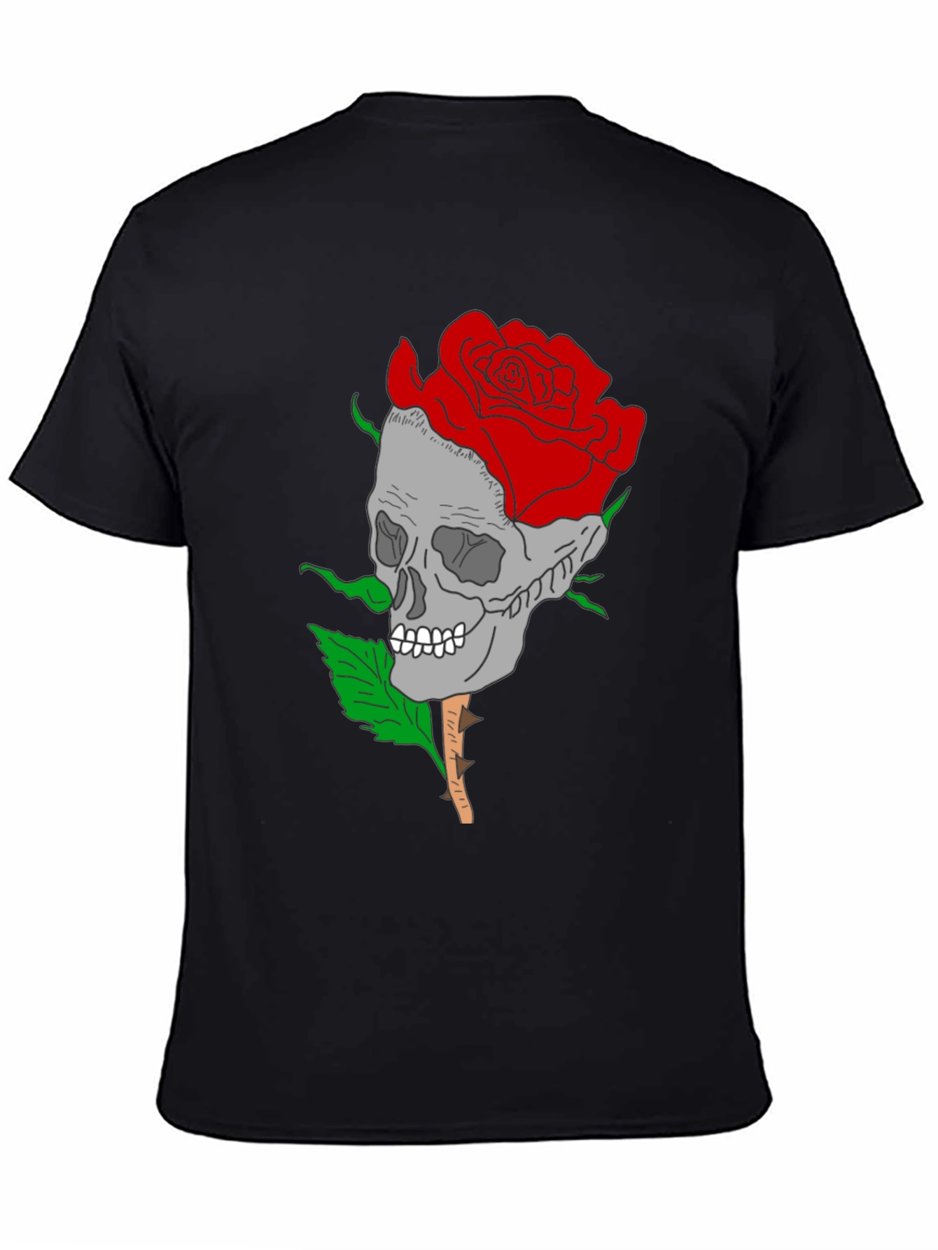Skull Rose Graphic Tee - Gothic Style Mens Shirt