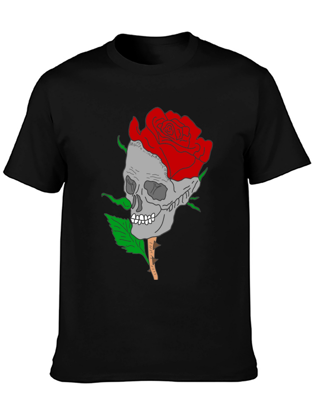 Skull Rose Graphic Tee - Gothic Style Mens Shirt