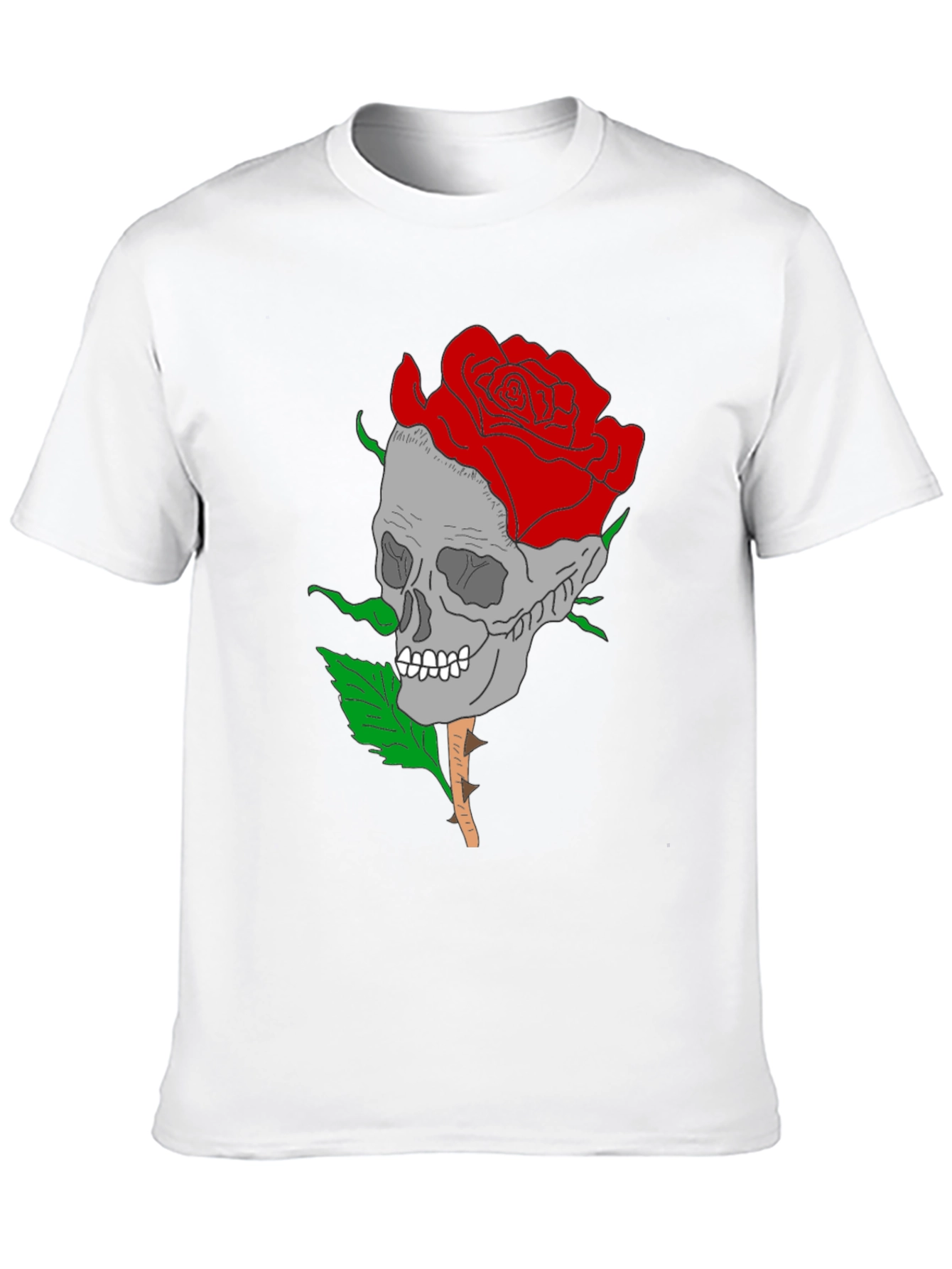 Skull Rose Graphic Tee - Gothic Style Mens Shirt