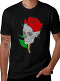 Skull Rose Graphic Tee - Gothic Style Mens Shirt