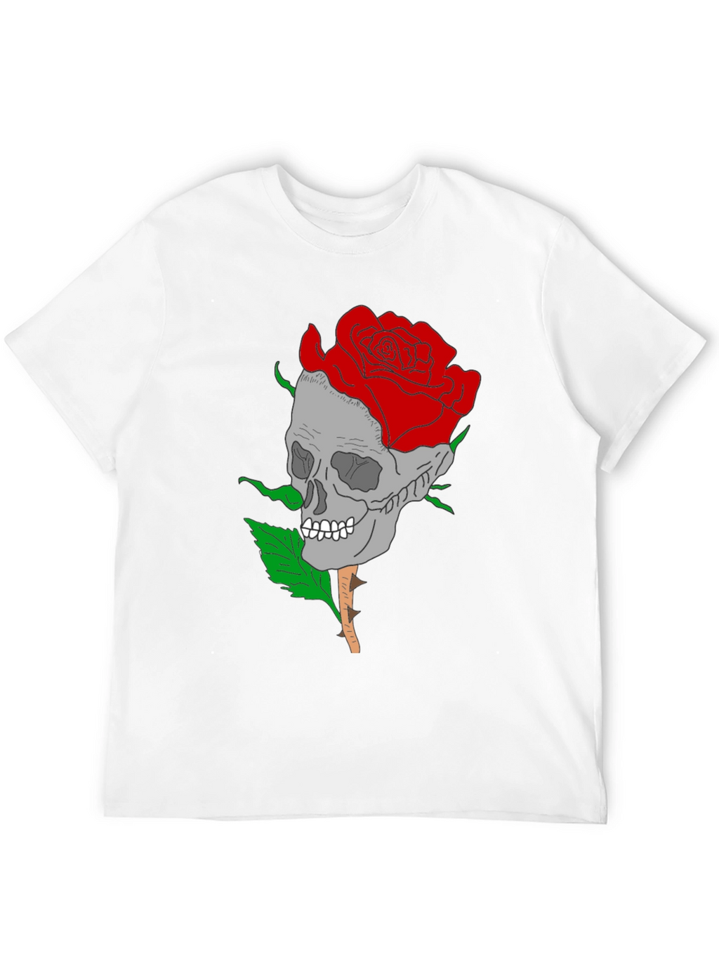 Skull Rose Graphic Tee - Gothic Style Mens Shirt