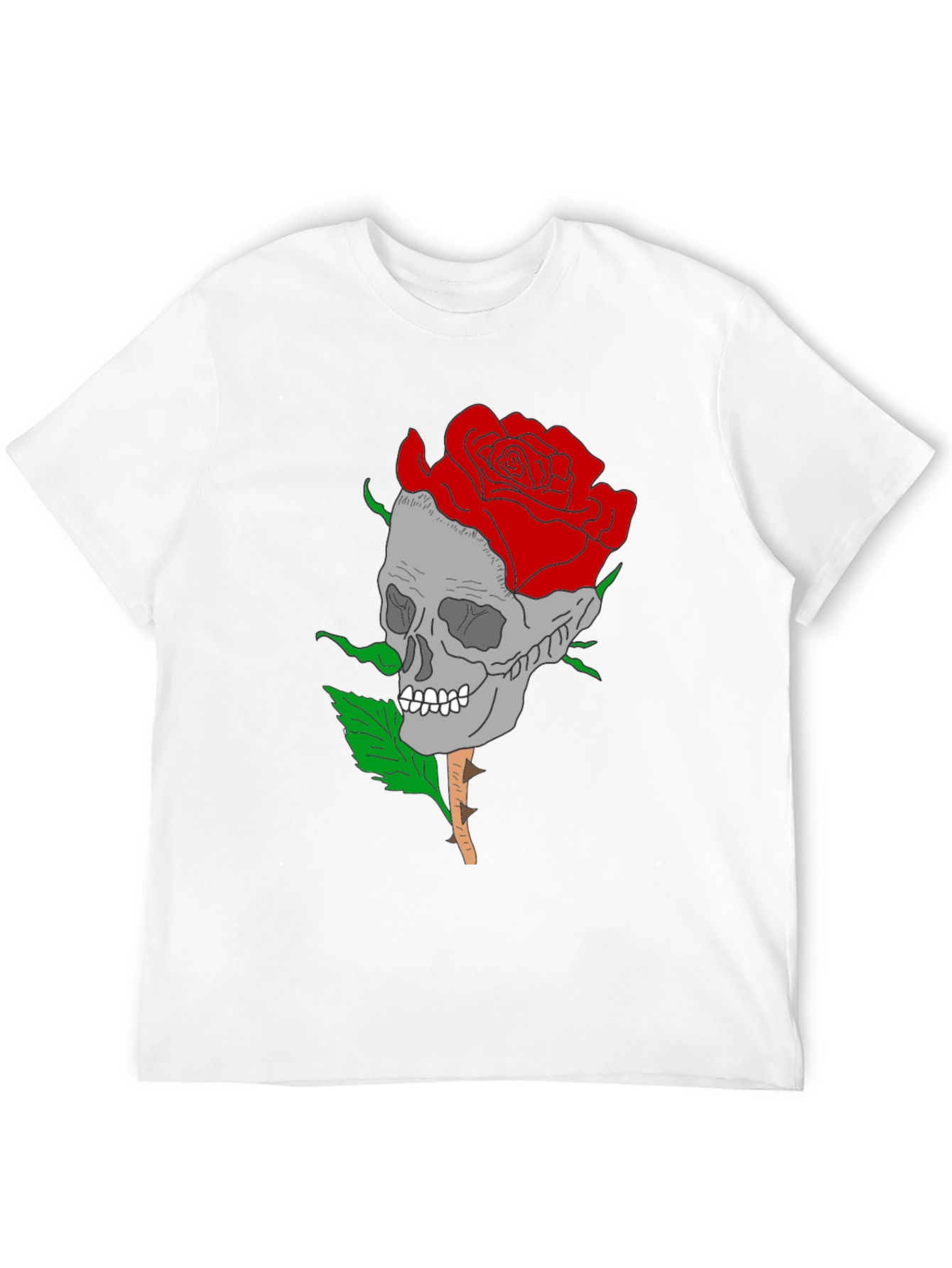 Skull Rose Graphic Tee - Gothic Style Mens Shirt