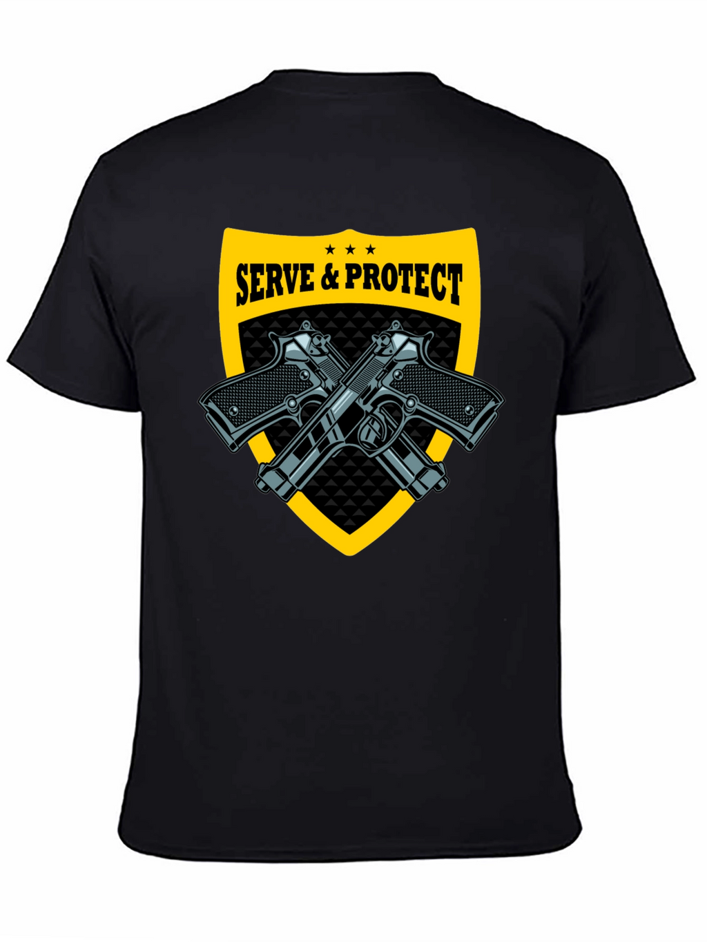 Serve & Protect Black T-Shirt with Gun Graphics