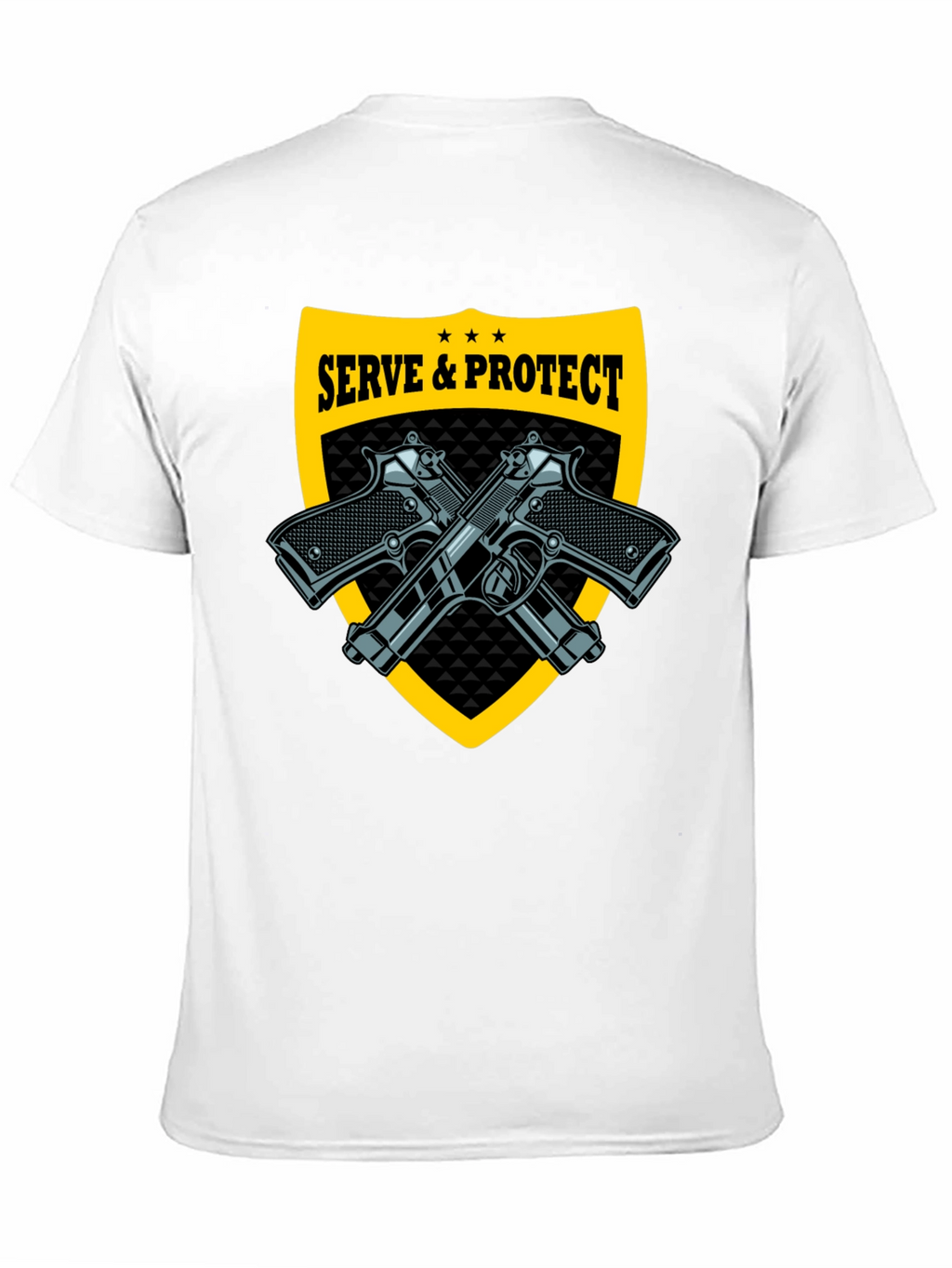 Serve & Protect Black T-Shirt with Gun Graphics
