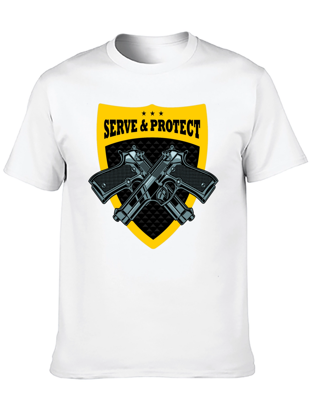 Serve & Protect Black T-Shirt with Gun Graphics