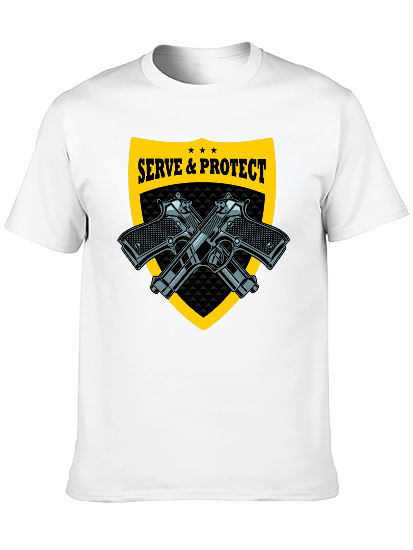 Serve & Protect Black T-Shirt with Gun Graphics