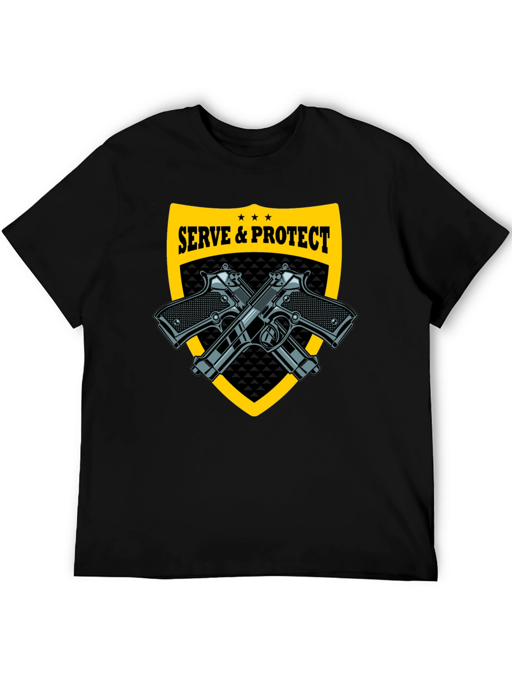 Serve & Protect Black T-Shirt with Gun Graphics