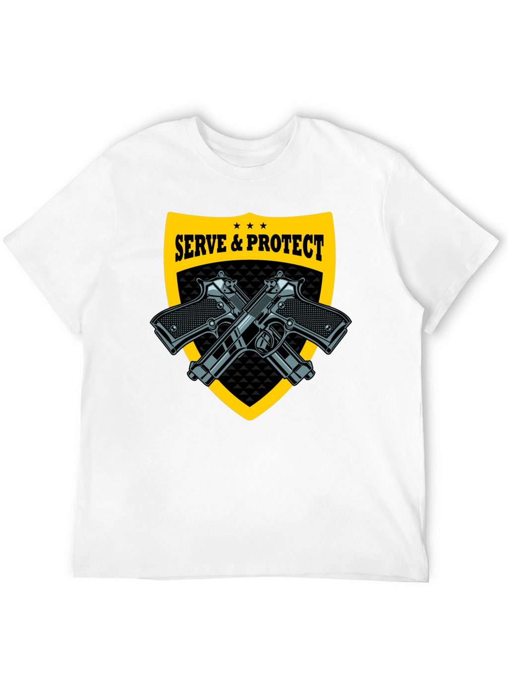 Serve & Protect Black T-Shirt with Gun Graphics